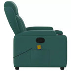 VidaXL Dark Green Fabric Massage Recliner Chair - Manual Recline, USB Vibration, Cup Holders, Side Pocket, Padded Comfort