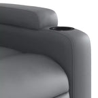 vidaXL Gray Faux Leather Massage Recliner Chair with Manual Recline, Cup Holders, USB Vibration & Padded Seating