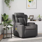 vidaXL Gray Faux Leather Massage Recliner Chair with Manual Recline, Cup Holders, USB Vibration & Padded Seating
