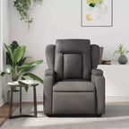vidaXL Gray Faux Leather Massage Recliner Chair with Manual Recline, Cup Holders, USB Vibration & Padded Seating