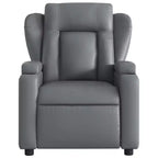 vidaXL Gray Faux Leather Massage Recliner Chair with Manual Recline, Cup Holders, USB Vibration & Padded Seating