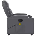 vidaXL Gray Faux Leather Massage Recliner Chair with Manual Recline, Cup Holders, USB Vibration & Padded Seating
