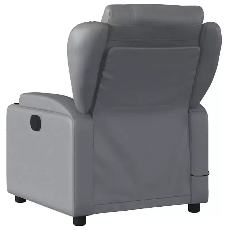 vidaXL Gray Faux Leather Massage Recliner Chair with Manual Recline, Cup Holders, USB Vibration & Padded Seating