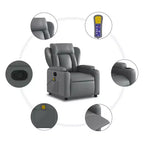 vidaXL Gray Faux Leather Massage Recliner Chair with Manual Recline, Cup Holders, USB Vibration & Padded Seating