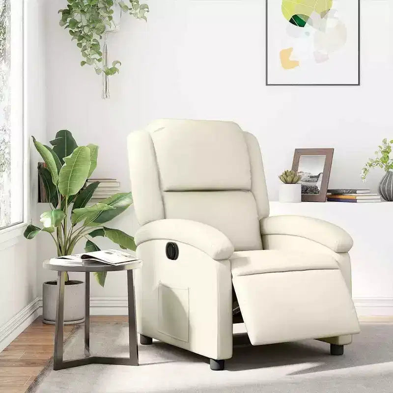 vidaXL Electric Recliner Chair - Cream Faux Leather Reclining Armchair with Motorized Adjustments for Elderly, Living Room Comfort