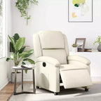 vidaXL Electric Recliner Chair - Cream Faux Leather Reclining Armchair with Motorized Adjustments for Elderly, Living Room Comfort