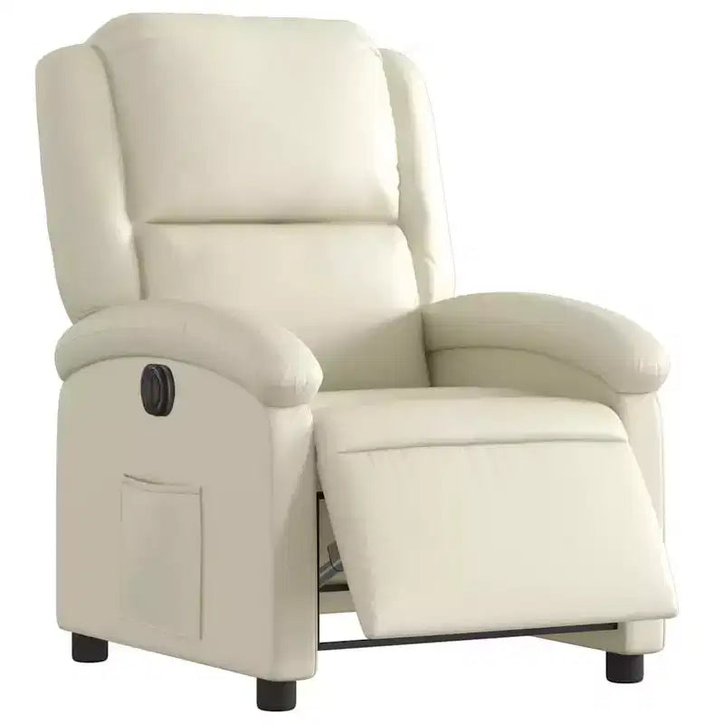 vidaXL Electric Recliner Chair - Cream Faux Leather Reclining Armchair with Motorized Adjustments for Elderly, Living Room Comfort