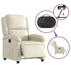 vidaXL Electric Recliner Chair - Cream Faux Leather Reclining Armchair with Motorized Adjustments for Elderly, Living Room Comfort