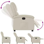 vidaXL Electric Recliner Chair - Cream Faux Leather Reclining Armchair with Motorized Adjustments for Elderly, Living Room Comfort