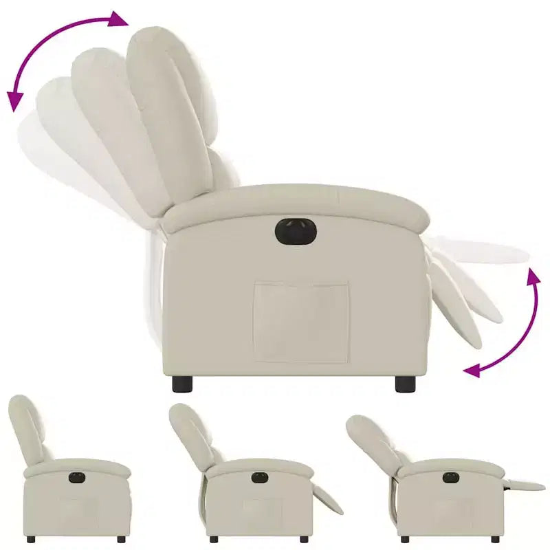 vidaXL Electric Recliner Chair - Cream Faux Leather Reclining Armchair with Motorized Adjustments for Elderly, Living Room Comfort