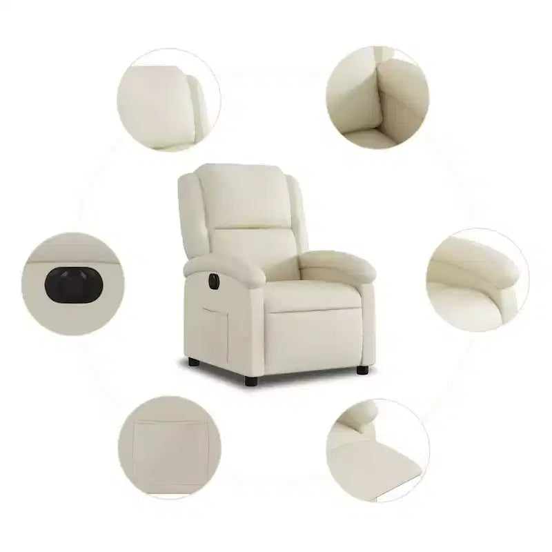 vidaXL Electric Recliner Chair - Cream Faux Leather Reclining Armchair with Motorized Adjustments for Elderly, Living Room Comfort