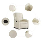 vidaXL Electric Recliner Chair - Cream Faux Leather Reclining Armchair with Motorized Adjustments for Elderly, Living Room Comfort