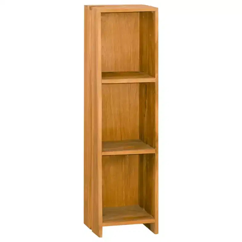 vidaXL Solid Teak Wood Bookshelf  Retro Style Freestanding 2-Shelf Organizer for Living Room, Study, Office - Brown, 11.8x11.8x43.3