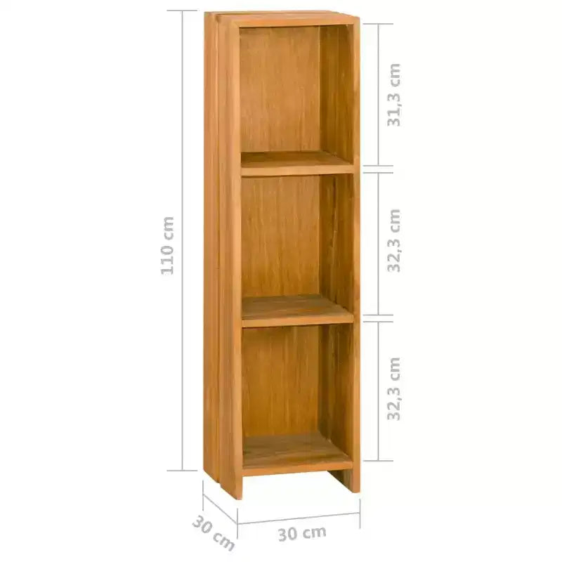 vidaXL Solid Teak Wood Bookshelf  Retro Style Freestanding 2-Shelf Organizer for Living Room, Study, Office - Brown, 11.8x11.8x43.3