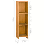 vidaXL Solid Teak Wood Bookshelf  Retro Style Freestanding 2-Shelf Organizer for Living Room, Study, Office - Brown, 11.8x11.8x43.3