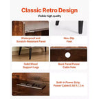 VEVOR Record Player Stand with Light, 3 Tiers Turntable Stand with Charging Station & USB Ports, Holds up to 150 Albums, Brown