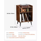 VEVOR Record Player Stand with Light, 3 Tiers Turntable Stand with Charging Station & USB Ports, Holds up to 150 Albums, Brown