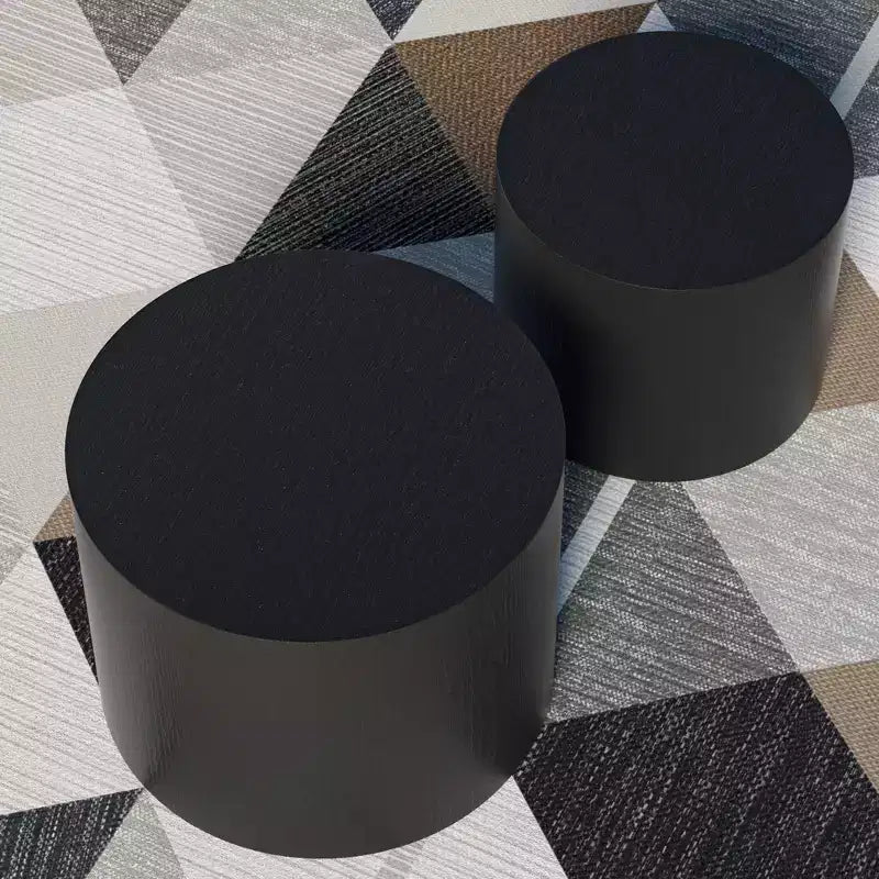 Okak Modern Nesting Coffee Table Set of 2, Cylinder Wood Grain End Side Tables for Living Room Office Balcony Yard