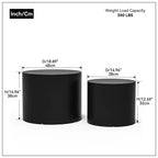 Okak Modern Nesting Coffee Table Set of 2, Cylinder Wood Grain End Side Tables for Living Room Office Balcony Yard