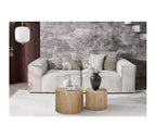 Okak Modern Nesting Coffee Table Set of 2, Cylinder Wood Grain End Side Tables for Living Room Office Balcony Yard