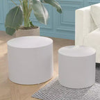 Okak Modern Nesting Coffee Table Set of 2, Cylinder Wood Grain End Side Tables for Living Room Office Balcony Yard