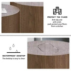 Okak Modern Nesting Coffee Table Set of 2, Cylinder Wood Grain End Side Tables for Living Room Office Balcony Yard