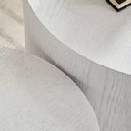 Okak Modern Nesting Coffee Table Set of 2, Cylinder Wood Grain End Side Tables for Living Room Office Balcony Yard
