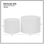 Okak Modern Nesting Coffee Table Set of 2, Cylinder Wood Grain End Side Tables for Living Room Office Balcony Yard