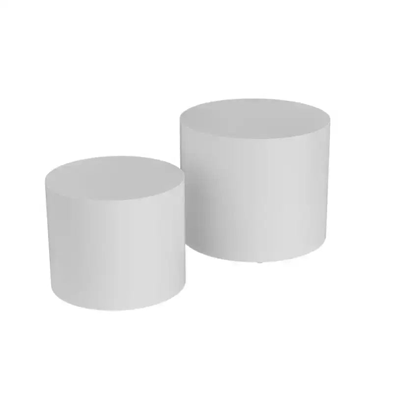 Okak Modern Nesting Coffee Table Set of 2, Cylinder Wood Grain End Side Tables for Living Room Office Balcony Yard