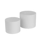 Okak Modern Nesting Coffee Table Set of 2, Cylinder Wood Grain End Side Tables for Living Room Office Balcony Yard