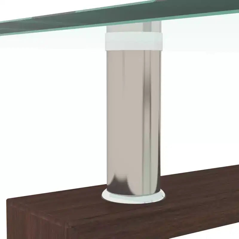 Okak Elegant Rectangle Glass Coffee Table, Modern Side Center Tables 2-Tier Clear Coffee Table for Living Room
