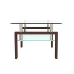 Okak Elegant Rectangle Glass Coffee Table, Modern Side Center Tables 2-Tier Clear Coffee Table for Living Room