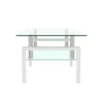 Okak Elegant Rectangle Glass Coffee Table, Modern Side Center Tables 2-Tier Clear Coffee Table for Living Room