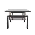Okak Elegant Rectangle Glass Coffee Table, Modern Side Center Tables 2-Tier Clear Coffee Table for Living Room