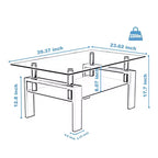 Okak Elegant Rectangle Glass Coffee Table, Modern Side Center Tables 2-Tier Clear Coffee Table for Living Room