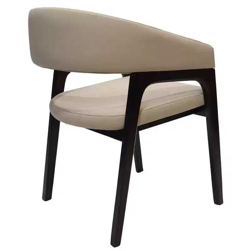 LeisureMod Cali U-Shaped Dining Arm Chairs, Set of 2, Leather Upholstery with Open-Back Design for Modern Kitchen, Dining Room, Cafe, Bistro