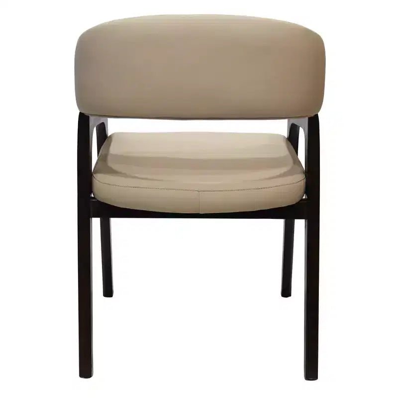 LeisureMod Cali U-Shaped Dining Arm Chairs, Set of 2, Leather Upholstery with Open-Back Design for Modern Kitchen, Dining Room, Cafe, Bistro