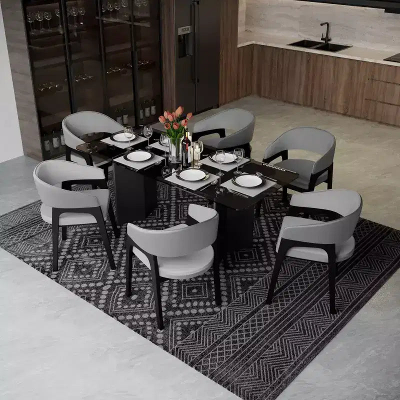 LeisureMod Cali U-Shaped Dining Arm Chairs, Set of 2, Leather Upholstery with Open-Back Design for Modern Kitchen, Dining Room, Cafe, Bistro