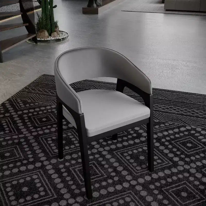 LeisureMod Cali U-Shaped Dining Arm Chairs, Set of 2, Leather Upholstery with Open-Back Design for Modern Kitchen, Dining Room, Cafe, Bistro