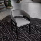 LeisureMod Cali U-Shaped Dining Arm Chairs, Set of 2, Leather Upholstery with Open-Back Design for Modern Kitchen, Dining Room, Cafe, Bistro