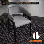 LeisureMod Cali U-Shaped Dining Arm Chairs, Set of 2, Leather Upholstery with Open-Back Design for Modern Kitchen, Dining Room, Cafe, Bistro