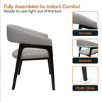 LeisureMod Cali U-Shaped Dining Arm Chairs, Set of 2, Leather Upholstery with Open-Back Design for Modern Kitchen, Dining Room, Cafe, Bistro