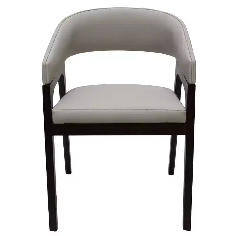 LeisureMod Cali U-Shaped Dining Arm Chairs, Set of 2, Leather Upholstery with Open-Back Design for Modern Kitchen, Dining Room, Cafe, Bistro