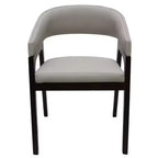 LeisureMod Cali U-Shaped Dining Arm Chairs, Set of 2, Leather Upholstery with Open-Back Design for Modern Kitchen, Dining Room, Cafe, Bistro