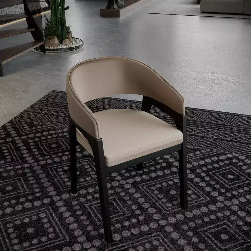 LeisureMod Cali U-Shaped Dining Arm Chairs, Set of 2, Leather Upholstery with Open-Back Design for Modern Kitchen, Dining Room, Cafe, Bistro