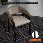 LeisureMod Cali U-Shaped Dining Arm Chairs, Set of 2, Leather Upholstery with Open-Back Design for Modern Kitchen, Dining Room, Cafe, Bistro