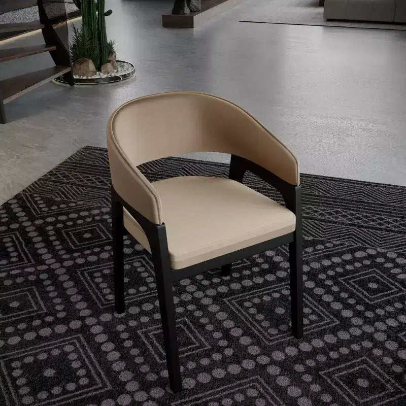 LeisureMod Cali U-Shaped Dining Arm Chairs, Set of 2, Leather Upholstery with Open-Back Design for Modern Kitchen, Dining Room, Cafe, Bistro