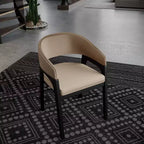LeisureMod Cali U-Shaped Dining Arm Chairs, Set of 2, Leather Upholstery with Open-Back Design for Modern Kitchen, Dining Room, Cafe, Bistro