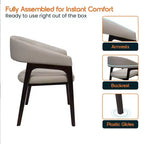 LeisureMod Cali U-Shaped Dining Arm Chairs, Set of 2, Leather Upholstery with Open-Back Design for Modern Kitchen, Dining Room, Cafe, Bistro