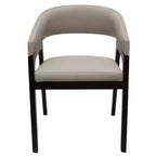 LeisureMod Cali U-Shaped Dining Arm Chairs, Set of 2, Leather Upholstery with Open-Back Design for Modern Kitchen, Dining Room, Cafe, Bistro